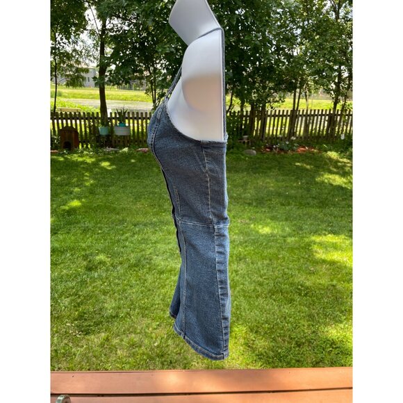 H&M Divided Denim Button-Front Romper With Spaghetti Straps - Picture 3 of 6